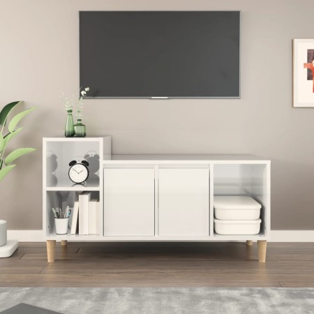 Mueble de TV madera contrachapada blanco brillo 100x35x55 cm en Muebles TV | Comprar online en Foro24