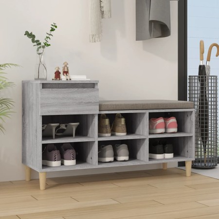 Mueble zapatero madera contrachapada gris Sonoma 102x36x60 cm