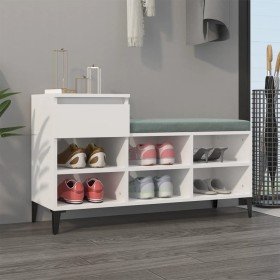 Mueble zapatero madera contrachapada blanco brillo 102x36x60 cm en Zapateros y organizadores de calzado | Comprar online en Foro