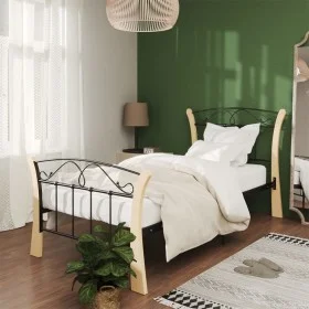 Black metal bed frame 90x200 cm by vidaXL, Beds and slatted bases - Ref: Foro24-324883, Price: 89,25 €, Discount: %