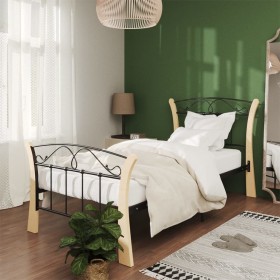 Schwarzer Metallbettrahmen 90x200 cm von vidaXL, Betten und Lattenroste - Ref: Foro24-324883, Preis: 90,48 €, Rabatt: %