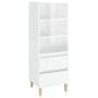 Aparador alto madera contrachapada blanco brillo 40x36x110 cm