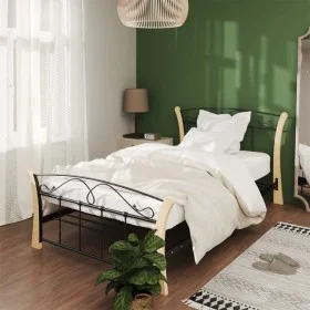Black metal bed frame 100x200 cm by vidaXL, Beds and slatted bases - Ref: Foro24-324884, Price: 144,79 €, Discount: %