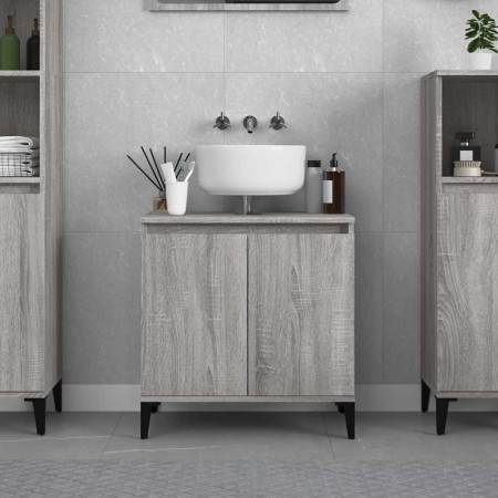 Armario de lavabo madera contrachapada gris Sonoma 58x33x60 cm en Tocadores de baño | Comprar online en Foro24
