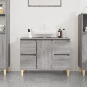 Armario de lavabo madera contrachapada gris Sonoma 80x33x60 cm Armario de lavabo madera contrachapada gris Sonoma 80x33x60 cm