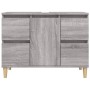 Armario de lavabo madera contrachapada gris Sonoma 80x33x60 cm