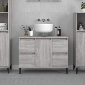 Armario de lavabo madera contrachapada gris Sonoma 80x33x60 cm Armario de lavabo madera contrachapada gris Sonoma 80x33x60 cm