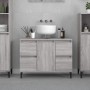 Armario de lavabo madera contrachapada gris Sonoma 80x33x60 cm