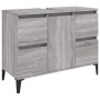 Armario de lavabo madera contrachapada gris Sonoma 80x33x60 cm