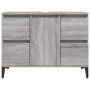 Armario de lavabo madera contrachapada gris Sonoma 80x33x60 cm