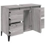 Armario de lavabo madera contrachapada gris Sonoma 80x33x60 cm
