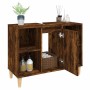 Armario de lavabo madera contrachapada roble ahumado 80x33x60cm