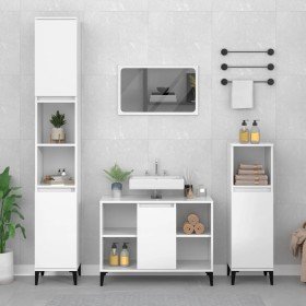 Armario de lavabo madera contrachapada blanco brillo 80x33x60cm Armario de lavabo madera contrachapada blanco brillo 80x33x60cm