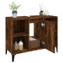 Armario de lavabo madera contrachapada roble ahumado 80x33x60cm