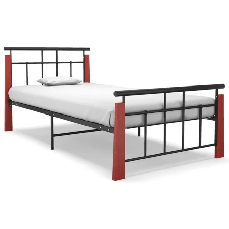 Metal bed frame and solid oak wood 90x200 cm by vidaXL, Beds and slatted bases - Ref: Foro24-324890, Price: 81,97 €, Discount: %