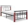 Estructura de cama metal y madera maciza de roble 90x200 cm de vidaXL, Camas y somieres - Ref: Foro24-324890, Precio: 82,66 €...