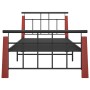 Estructura de cama metal y madera maciza de roble 90x200 cm