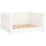 Cama para perros blanca 55,5x45,5x28 cm madera maciza de pino