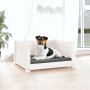 Cama para perros blanca 55,5x45,5x28 cm madera maciza de pino
