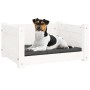 Cama para perros blanca 55,5x45,5x28 cm madera maciza de pino