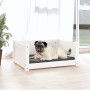 Cama para perros blanca 65,5x50,5x28 cm madera maciza de pino