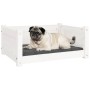 Cama para perros blanca 65,5x50,5x28 cm madera maciza de pino