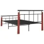 Metal bed frame and solid oak wood 130x200 cm by vidaXL, Beds and slatted bases - Ref: Foro24-324892, Price: 110,16 €, Discou...