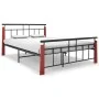 Bettgestell aus Metall und massivem Eichenholz 140x200 cm von vidaXL, Betten und Lattenroste - Ref: Foro24-324893, Preis: 98,...