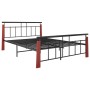 Estructura de cama metal y madera maciza de roble 140x200 cm