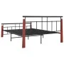 Bettgestell aus Metall und massivem Eichenholz 140x200 cm von vidaXL, Betten und Lattenroste - Ref: Foro24-324893, Preis: 98,...