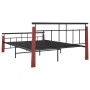 Estructura de cama metal y madera maciza de roble 140x200 cm