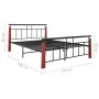 Bettgestell aus Metall und massivem Eichenholz 140x200 cm von vidaXL, Betten und Lattenroste - Ref: Foro24-324893, Preis: 98,...