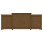 Aparador de madera maciza de pino marrón miel 164x37x68 cm
