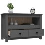Mueble de TV de madera maciza de pino gris 79x35x52 cm