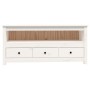 Mueble para TV de madera maciza de pino blanco 114x35x52 cm