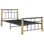 Bettgestell aus Metall und massivem Eichenholz 90x200 cm von vidaXL, Betten und Lattenroste - Ref: Foro24-324897, Preis: 86,4...