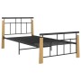 Estructura de cama metal y madera maciza de roble 90x200 cm de vidaXL, Camas y somieres - Ref: Foro24-324897, Precio: 87,23 €...