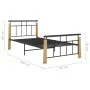 Bettgestell aus Metall und massivem Eichenholz 90x200 cm von vidaXL, Betten und Lattenroste - Ref: Foro24-324897, Preis: 86,4...