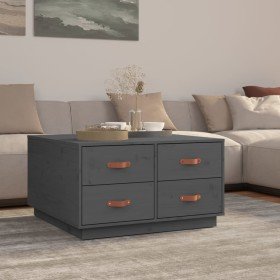 Mesa de centro de madera maciza de pino gris 80x80x45 cm Mesa de centro de madera maciza de pino gris 80x80x45 cm