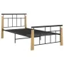 Metal bed frame and solid oak wood 100x200 cm by vidaXL, Beds and slatted bases - Ref: Foro24-324898, Price: 84,68 €, Discoun...
