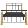 Metal bed frame and solid oak wood 100x200 cm by vidaXL, Beds and slatted bases - Ref: Foro24-324898, Price: 84,68 €, Discoun...
