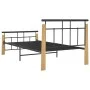 Metal bed frame and solid oak wood 100x200 cm by vidaXL, Beds and slatted bases - Ref: Foro24-324898, Price: 84,68 €, Discoun...