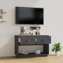 Mueble de TV madera maciza de pino gris 90x40x60 cm