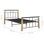 Estructura de cama metal y madera maciza de roble 100x200 cm de vidaXL, Camas y somieres - Ref: Foro24-324898, Precio: 85,39 ...