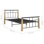 Metal bed frame and solid oak wood 100x200 cm by vidaXL, Beds and slatted bases - Ref: Foro24-324898, Price: 84,68 €, Discoun...