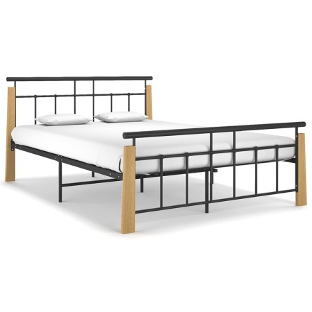 Estructura de cama metal y madera maciza de roble 140x200 cm de vidaXL, Camas y somieres - Ref: Foro24-324900, Precio: 99,56 ...