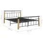 Estructura de cama metal y madera maciza de roble 140x200 cm de vidaXL, Camas y somieres - Ref: Foro24-324900, Precio: 98,62 ...