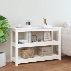 Mesa consola de madera maciza de pino blanco 110x40x74 cm Mesa consola de madera maciza de pino blanco 110x40x74 cm