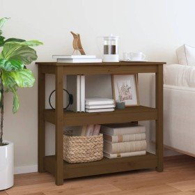 Mesa consola de madera maciza de pino marrón miel 80x40x74 cm Mesa consola de madera maciza de pino marrón miel 80x40x74 cm