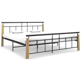Metal bed frame and solid oak wood 180x200 cm by vidaXL, Beds and slatted bases - Ref: Foro24-324902, Price: 141,21 €, Discou...